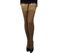 Unbekannt Plus Size warme dickere halterlose Strümpfe blickdicht Spitze 80 den (46-48 (7/8), dunkelbeige)