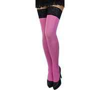 Unbekannt Plus Size warme dickere halterlose Strümpfe blickdicht Spitze 80 den (46-48 (7/8), rosa)