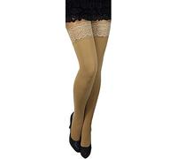 Unbekannt Plus Size warme dickere halterlose Strümpfe Farben blickdicht Spitze 60 (XL/2XL (5/6), beige)