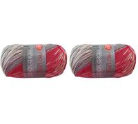 Unbekannt Pro Lana Fjord Socks 4-fädig Color 183 rot grau, Sockenwolle Norwegermuster musterbildend, 278477 (Packung mit 2)
