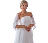Unbekannt Schal Brautkleid Bolero aus Chiffon Stola Chiffon Ivory Jacke Braut Brautbolero Jäckchen (Weiß)