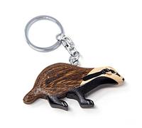 Unbekannt Schlüsselanhänger Dachs aus Holz und Metall, Dachse Tier Tiere