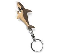 Unbekannt Schlüsselanhänger Hai 12,5cm Holz + Metall Schlüsselring Haie Tier Tiere Fische Fisch Haifische