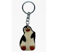 Unbekannt Schlüsselanhänger Pinguin aus Holz und Metall, Pinguine Tier Tiere