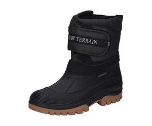 Unbekannt Schwarzer gefütteter Stallstiefel mit Klettverschlusss und Webpelzfutter und PVC - Fuß, 41