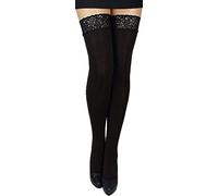 Unbekannt Warme weiche halterlose Strümpfe blickdicht 200 den mit Spitzenabschluß und Silikonstreifen für Winter (XL, braun/choco)