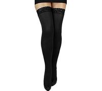 Unbekannt Warme weiche halterlose Strümpfe blickdicht 200 den mit Spitzenabschluß und Silikonstreifen für Winter (XXXL, graphit)