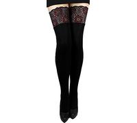 Unbekannt Warme weiche halterlose Strümpfe blickdicht 200 den mit Spitzenabschluß und Silikonstreifen für Winter (XXXL, schwarz 2)