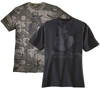 UNCLE SAM WORKWEAR Herren T-Shirt mit großem Frontdruck M, Oliv Camouflage/ Schwarz