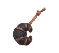 UncleS Kreativer Croissants Schlüsselanhänger, Patch-Design, Leder, dekorativer Charm, Schlüsselanhänger, Ornament für Zuhause, Auto, Büro, Zubehör, tragbarer Rucksack-Anhänger, Kaffee schwarz