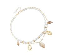 UncleS Stilvolle Summers Strand Inspirierte Schlüsselbeinkette Mit Muscheln Perlen Und Legierungsanhänger Für Casual Styles Beach Schmuck Für Frauen