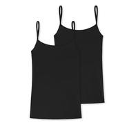 Schiesser Damen Spaghettitop Uncover Cotton – 2er Pack, 95% Baumwolle/5% Elasthan, Schwarz XL
