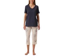 Uncover by Schiesser Damen Schlafanzug Set Shirt Kurzarm mit 3/4 Langer Schlafhose - Nachtwäsche