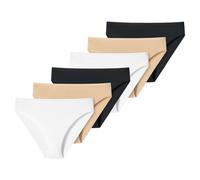 UNCOVER by SCHIESSER Damen Slip - Tai, Soft Cotton, 6er Pack Weiß/Beige/Schwarz 2XL