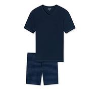 UNCOVER by SCHIESSER Herren Schlafanzug 2-tlg. Set - Shorty, kurz, V-Ausschnitt, Baumwolle, uni/gemustert Dunkelblau M