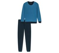 Schiesser Schlafanzug Herren Uncover Basic 2-tlg. 100% Baumwolle Rundhals Blau Gr. 56