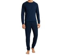 UNCOVER by SCHIESSER Herren Schlafanzug 2-tlg. Set - lang, Rundhals-Ausschnitt, Baumwolle, uni/gemustert L Blau