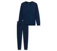 UNCOVER by SCHIESSER Herren Schlafanzug 2-tlg. Set - lang, Rundhals-Ausschnitt, Baumwolle, uni/gemustert XXL Blau