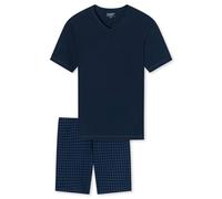 UNCOVER by SCHIESSER Herren Schlafanzug 2-tlg. Set - Shorty, kurz, V-Ausschnitt, Baumwolle, uni/gemustert Dunkelblau M