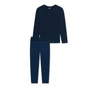 UNCOVER by SCHIESSER Herren Schlafanzug 2-tlg. Set - lang, V-Ausschnitt, Baumwolle, uni/gemustert Dunkelblau XL