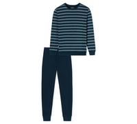 UNCOVER by SCHIESSER Herren Schlafanzug, lang - Bündchen, gestreift, Single Jersey Dunkelblau / XL XL Mehrfarbig