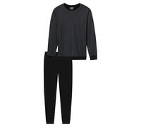 Schiesser Herren Schlafanzug UNCOVER 2-tlg. Set – lang, V-Ausschnitt, Baumwolle, Schwarz 2XL