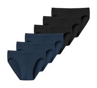 UNCOVER by SCHIESSER Herren Slip, 6er Pack - UNCOVER Cotton, Supermini, Single Jersey Schwarz/Dunkelblau 2XL