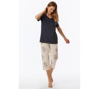 Uncover by Schiesser Damen Schlafanzug Set Shirt Kurzarm mit 3/4 Langer Schlafhose - Nachtwäsche