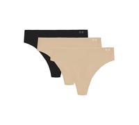 Under Armour Damen Tanga-Slips im 3er-Pack - Pure Stretch, unsichtbar, nahtlos, Keine Abdrücke, Ultraleicht, ganztägiger, Hue 500/Schwarz, L