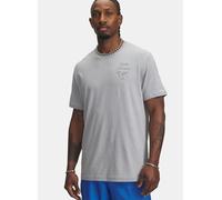 Under Armour Herren 60/40S Sports Logo Kurzarmshirt, super weiches Sportshirt aus Baumwollmix, schnell trocknendes T-Shirt mit geripptem Kragen,Mod Gray Light Heather / / Steel,SM