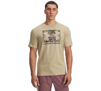 Under Armour Herren ABC Camouflage Boxed Logo Kurzarmshirt, leichtes, schnelltrocknendes Sportshirt mit geripptem Kragen, weiches Fitness Shirt aus Baumwollmix,Field Khaki / / Timberwolf Taupe,XS