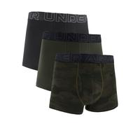 Boxershorts UNDER ARMOUR "Boxershort UA PERFORMANCE COTTON - PRINT 3 INCH 3er Pack", Herren, Gr. M, bunt (schwarz, dunkelgrün), Obermaterial: 57% Baumwolle CO. 38% Polyester PES. 5% Elasthan EL., Unte