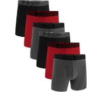 UNDER ARMOUR Herren Boxershorts, 6er Pack - Performance Cotton Boxer Briefs- Solid 6 in, Stretch, Baumwollmischung 2XL Schwarz/Grau/Rot