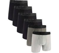 UNDER ARMOUR Herren Boxershorts, 6er Pack - Performance Tech Boxer Briefs, Stretch, einfarbig Schwarz/Schwarz/Grau M