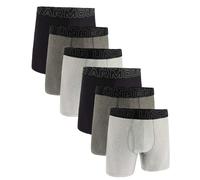 UNDER ARMOUR Herren Boxershorts, 6er Pack - Performance Tech Boxer Briefs Solid 6 in, Stretch, einfarbig Schwarz/Grau XL
