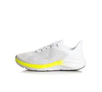 Under Armour Herren Charged Pursuit 4 Großes Logo, Jogging Schuhe mit Dämpfung, leichter & atmungsaktiver Herren Laufschuh, komfortable Sportschuhe für Männer,White / High Vis Yellow / Halo Gray,44.5