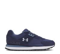 Under Armour Herren Essential Runner, Sneaker im Retro-Look, leichte & atmungsaktive Laufschuhe, stylische Sportschuhe mit Leder,Washed Navy / Nu Blue / Blue Calm,44.5