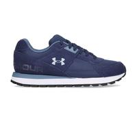 Under Armour Herren Essential Runner, Sneaker im Retro-Look, leichte & atmungsaktive Laufschuhe, stylische Sportschuhe mit Leder,Washed Navy / Nu Blue / Blue Calm,45.5