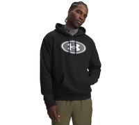 Kapuzensweatshirt UNDER ARMOUR "UA RIVAL FLC BRANDED HOODIE", Herren, Gr. M, ultimate schwarz, weiß, Obermaterial: 80% Baumwolle, 20% Polyester, Sweatshirts, aus Baumwolle und Polyester, in den Größen
