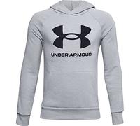Under Armour Jungen Aufwärmoberteil Rival Fleece Big Logo Hoodie, MOD Gray Light Heather// Black (011), L, 1357585-011