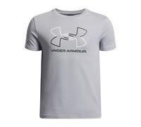 Under Armour Jungen Global Line Foundation Kurzarmshirt, leichtes, schnelltrocknendes Sportshirt, Funktionsshirt mit geripptem Kragen aus Baumwollmix,Mod Gray Light Heather / / Black,YXL