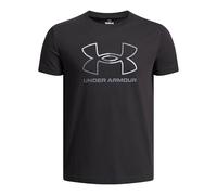 Under Armour Jungen Global Line Foundation Kurzarmshirt, leichtes, schnelltrocknendes Sportshirt, Funktionsshirt mit geripptem Kragen aus Baumwollmix,Black / / Mod Gray,YLG