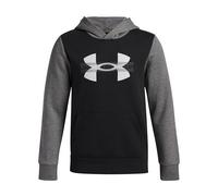 Under Armour Jungen Rival Fleece Colorblock Graphic Hoodie (Big Kids) Kapuzen-Sweatshirt, Schwarz/Castlerock Light Heather/Weiß, 122-128
