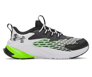 Under Armour Jungen Vorschule Scramjet 7, leichter Turnschuh für die Schule, Jungenschuhe mit Schnürsenkeln, atmungsaktive Kindersportschuhe mit Leder,White / Hyper Green / Black,33