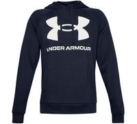 Unter rustung rivalen fleece logo hooded sweat blue men s
