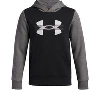Under Armour Jungen Rival Fleece Colorblock Graphic Hoodie (Big Kids) Kapuzen-Sweatshirt, Schwarz/Castlerock Light Heather/Weiß, 160-170
