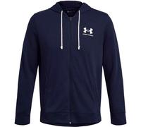 Under Armour Herren Rival Terry Left Chest Full Zip, schweißableitender Kapuzenpullover mit Reißverschluss, warme Kapuzenjacke mit offenen Seitentaschen,Midnight Navy / / Onyx White,XXL
