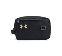 Under Armour Unisex Contain Travel Kit, wasserabweisende Kulturtasche, Waschtasche mit großem Hauptfach, vorderer Ziptasche und Innenfächern, robuster Kulturbeutel,Black / / Metallic Gold,OSFM