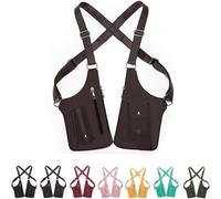 Underarm Shoulder Bag for Men Women, Leather Double Shoulder Armor, Anti-Theft Hidden Adjustable Strap Holster (Brown)