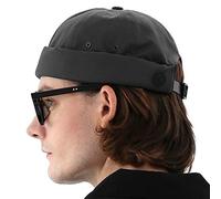 UNDERCONTROL Vintage-Mütze ohne Krempe, Fischerhut, Leon, gerollter Umschlag, Harbour, Miki-Totenkopf, Docker-Mütze mit Lederriemen für Damen und Herren, Made in Korea (Anthrazit)